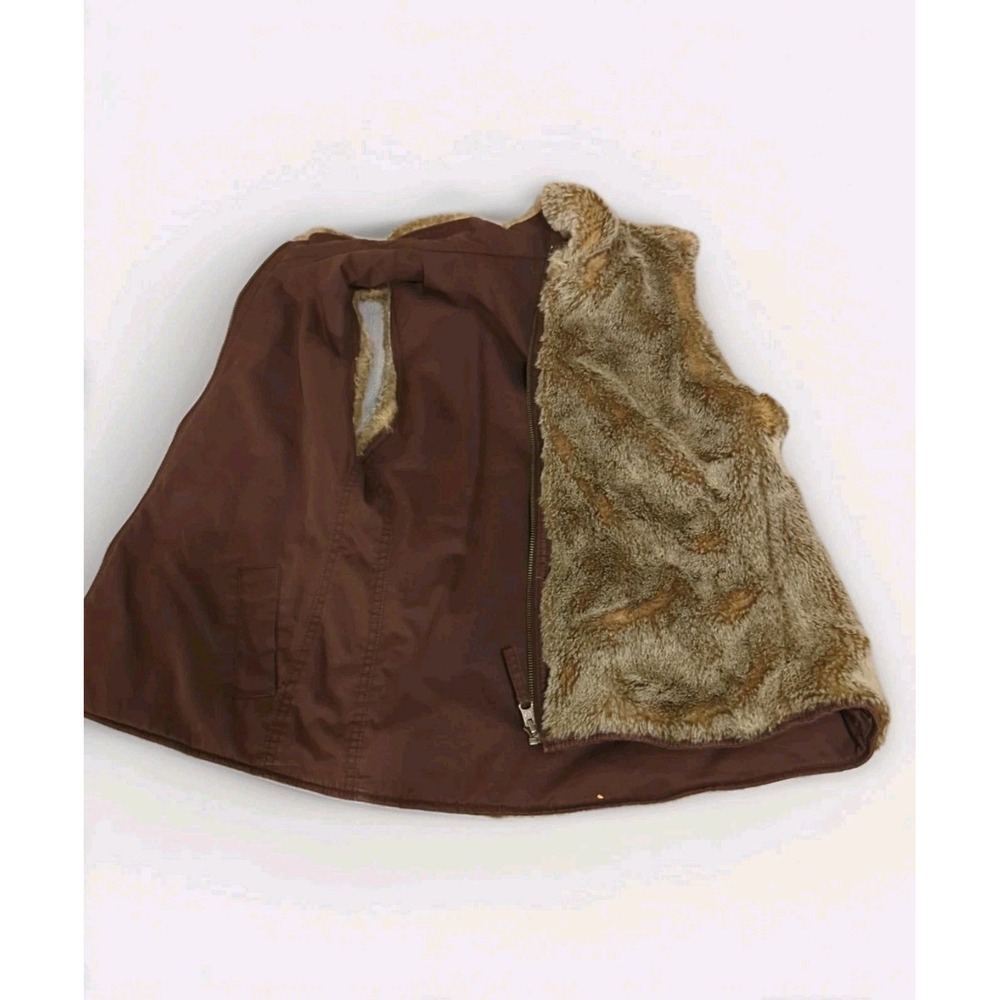 Gap Reversible Faux Fur Vest Womens M Brown Boho Indie Sleaze Y2K Mob Wife